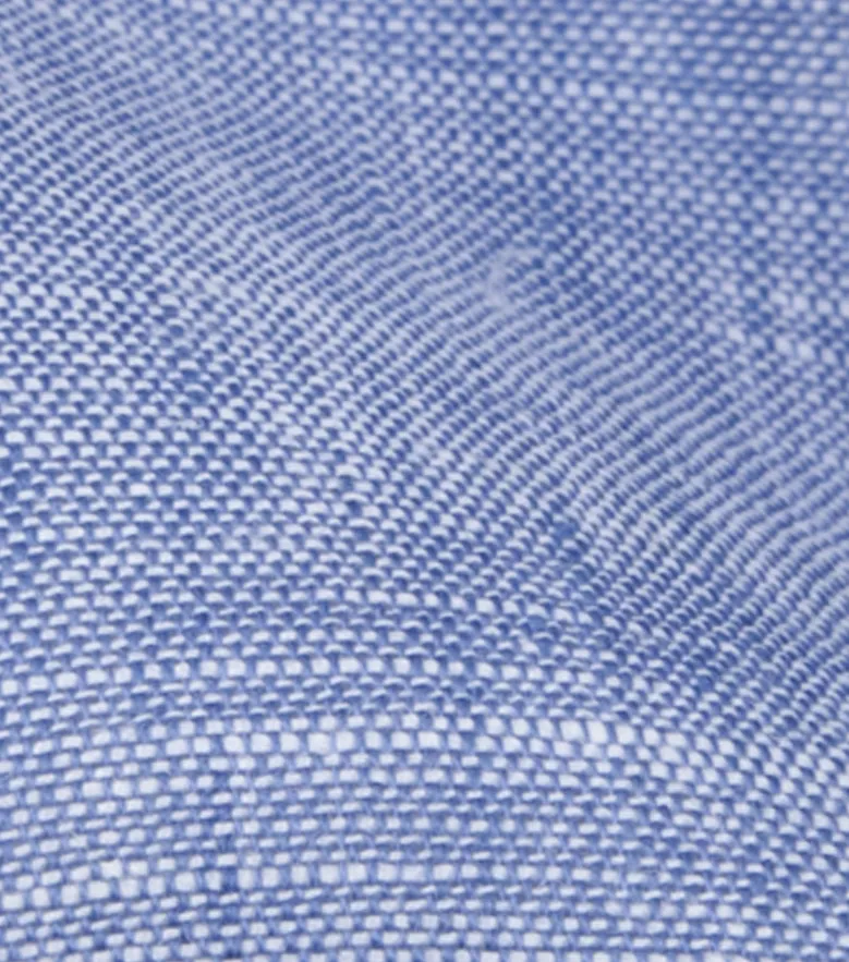 Chemise en lin uni bleu
