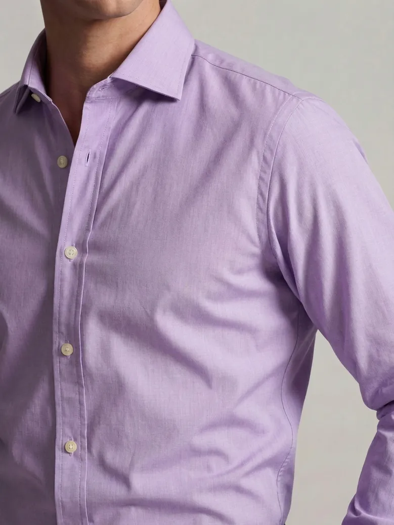Chemise en popeline uni violet
