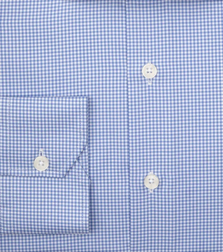 Chemise en twill à carreaux bleus facile à repasser