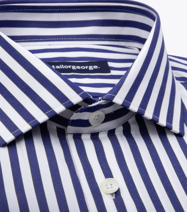 Chemise en popeline à rayures bleu
