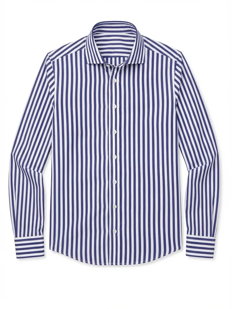 Chemise en popeline à rayures bleu