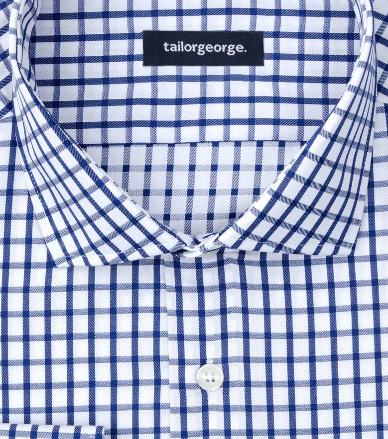 Chemise en twill à carreaux bleu marine