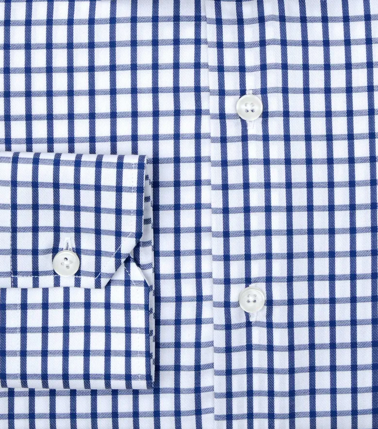 Chemise en twill à carreaux bleu marine