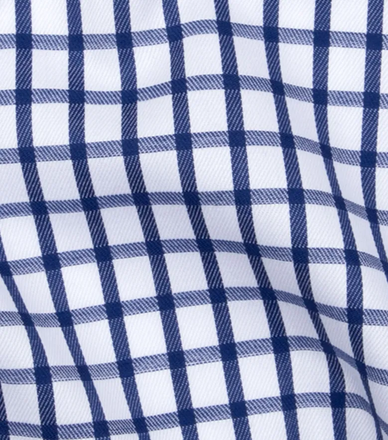 Chemise en twill à carreaux bleu marine