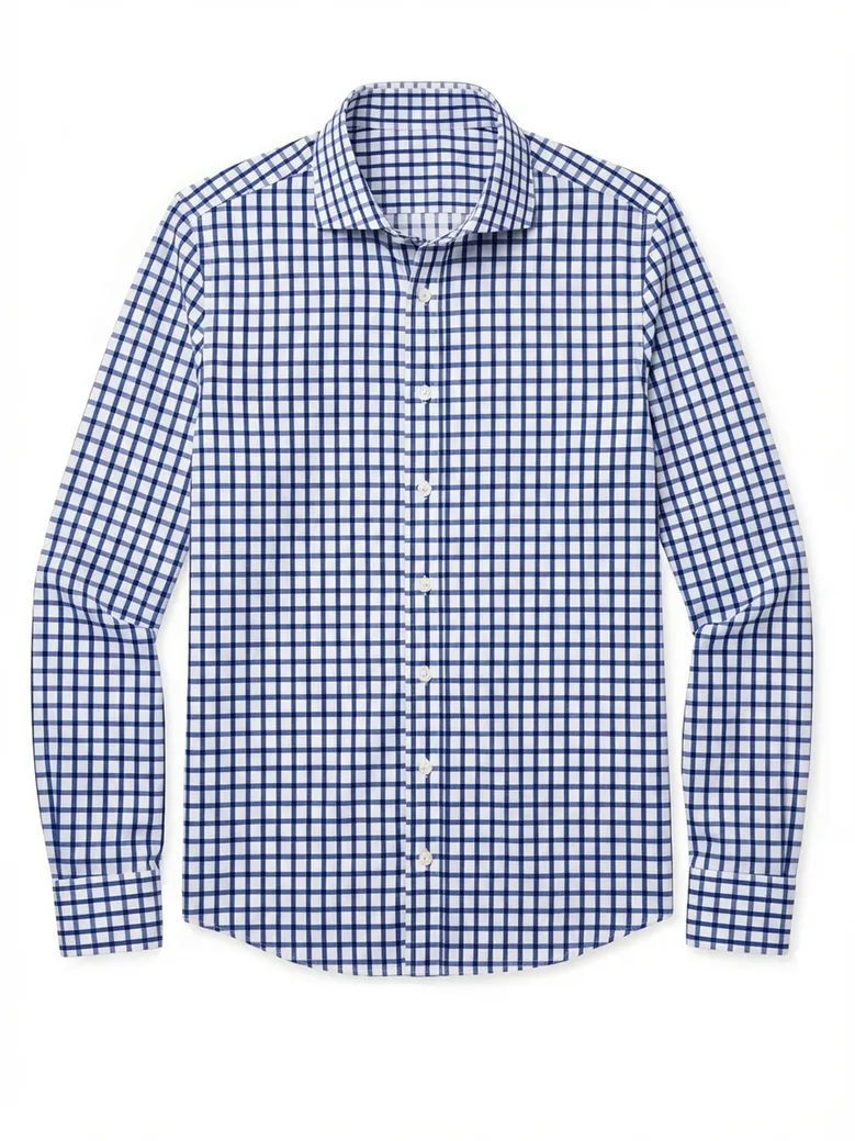Chemise en twill à carreaux bleu marine