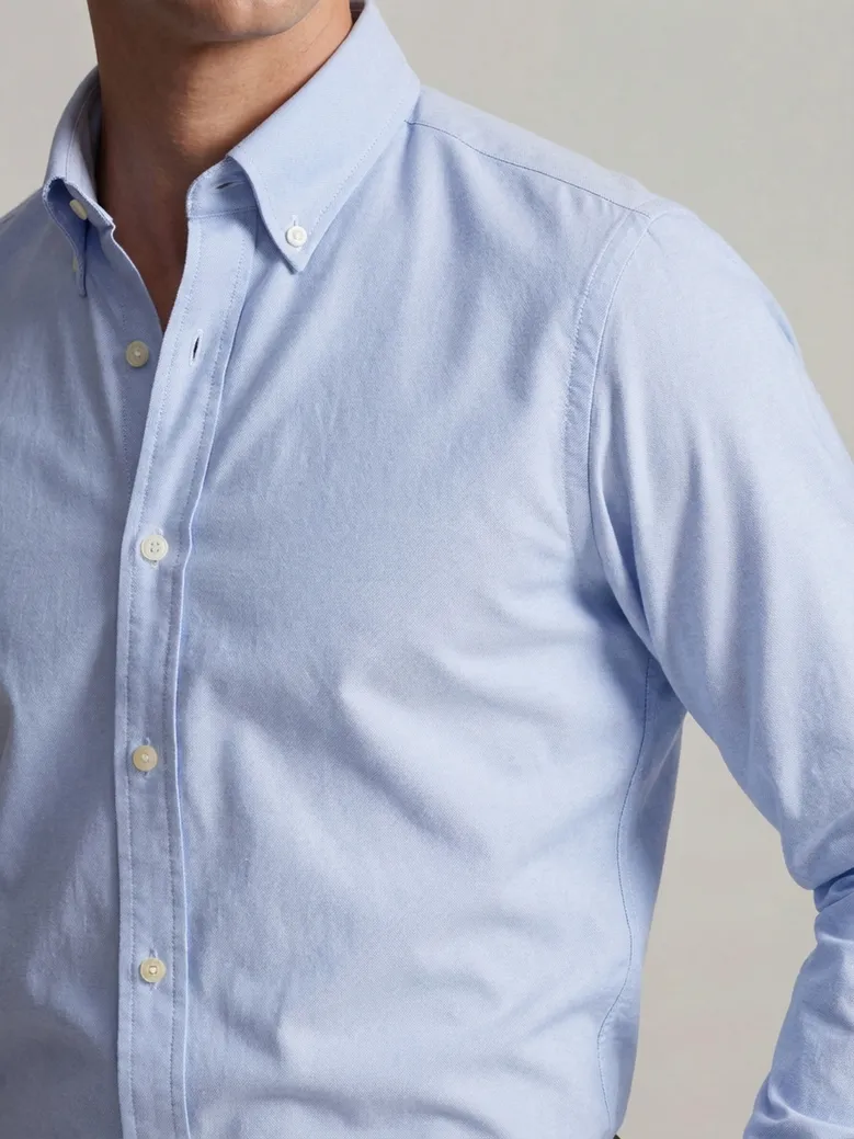 Chemise en Oxford américain épais uni bleu clair