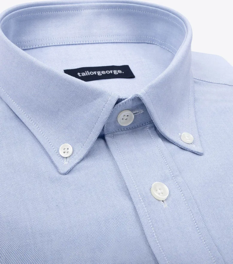 Chemise en Oxford américain épais uni bleu clair