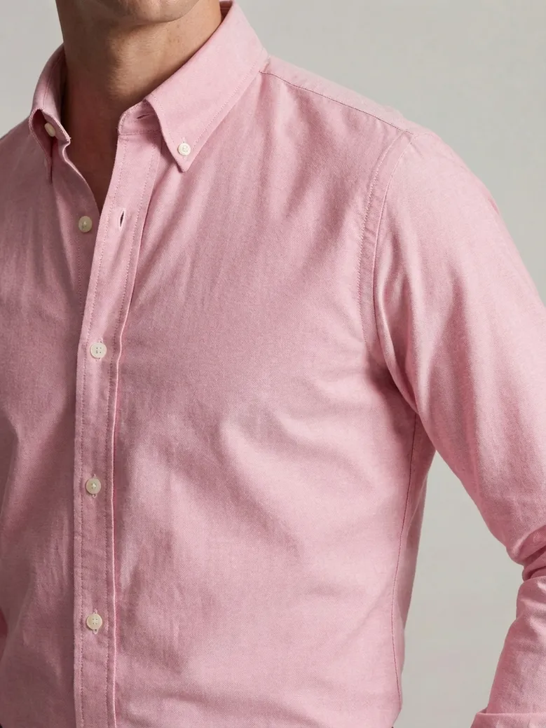 Chemise en Oxford américain épais uni rose dragée