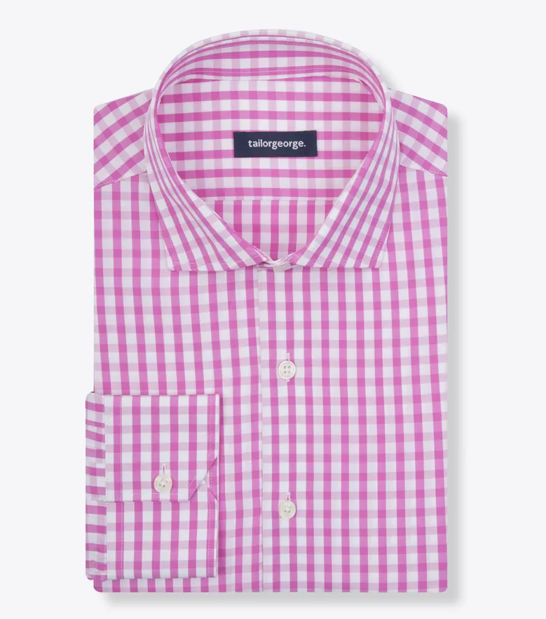 Chemise en popeline à carreaux rose