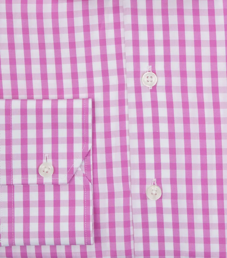 Chemise en popeline à carreaux rose