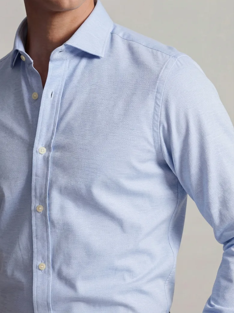 Chemise en twill uni bleu ciel