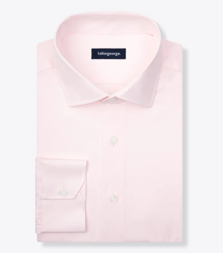 Chemise en popeline unie rose pâle facile à repasser