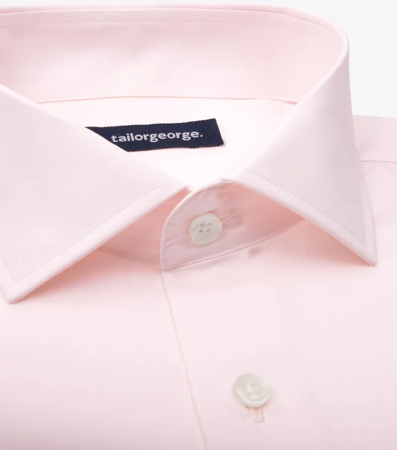 Chemise en popeline unie rose pâle facile à repasser