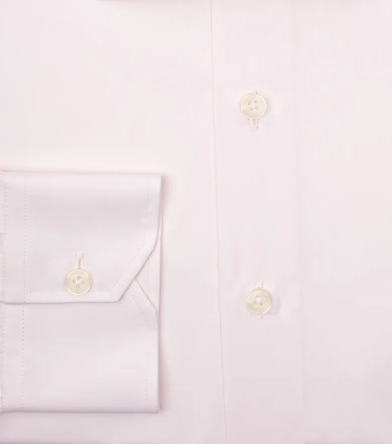 Chemise en popeline unie rose pâle facile à repasser