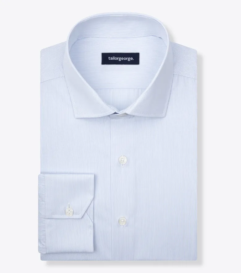 Chemise en popeline à rayures bleu ciel facile à repasser