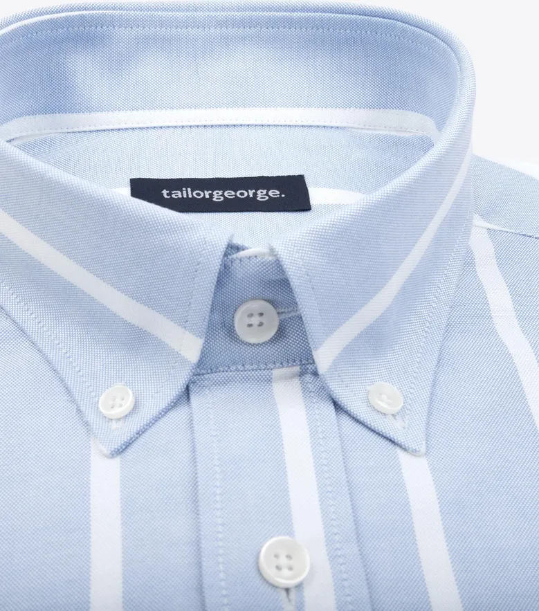 Chemise en Oxford américain épais à rayures bleu ciel