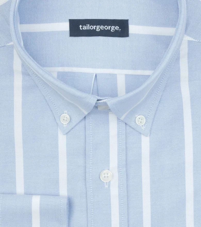 Chemise en Oxford américain épais à rayures bleu ciel