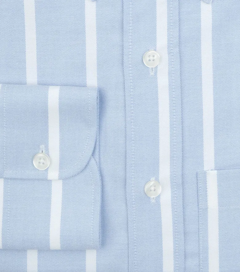 Chemise en Oxford américain épais à rayures bleu ciel