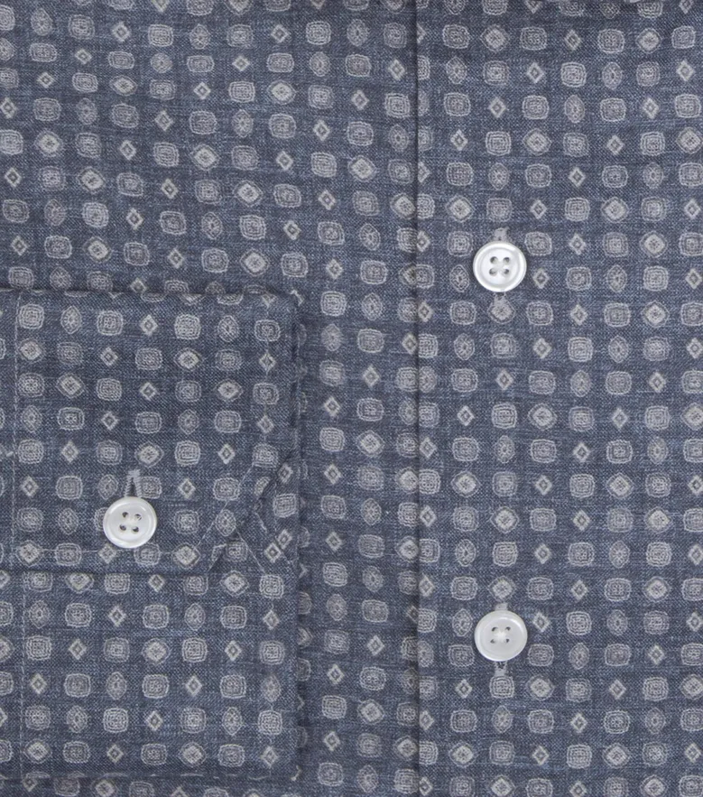 Chemise en flanelle légère bleu indigo à motif