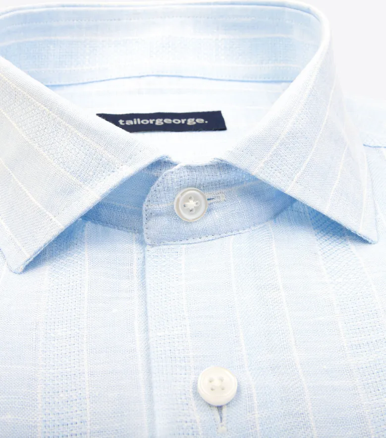 Chemise en lin à rayures bleu ciel