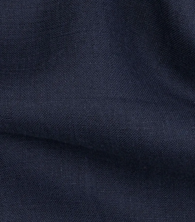 Chemise en lin uni bleu marine