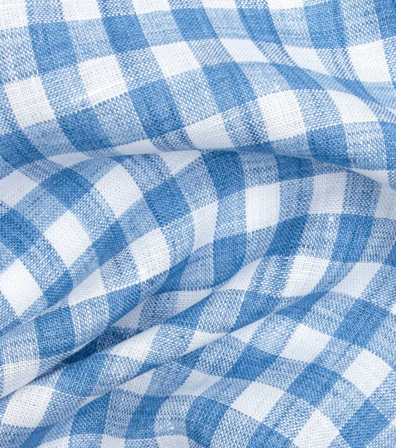Chemise en lin à carreaux bleu ciel