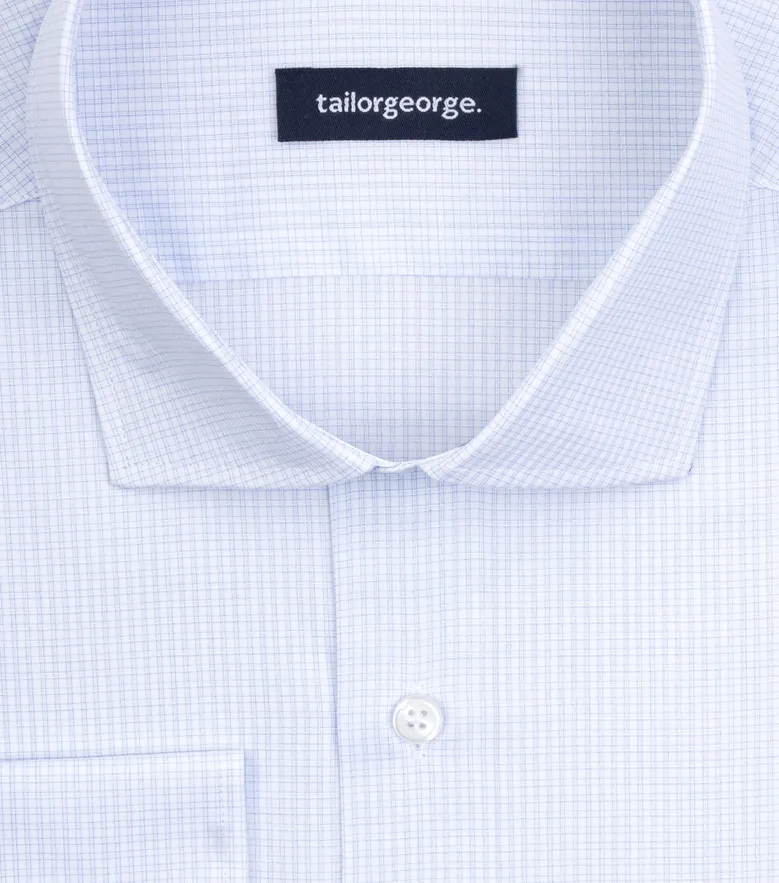 Chemise en popeline à petits carreaux bleu ciel