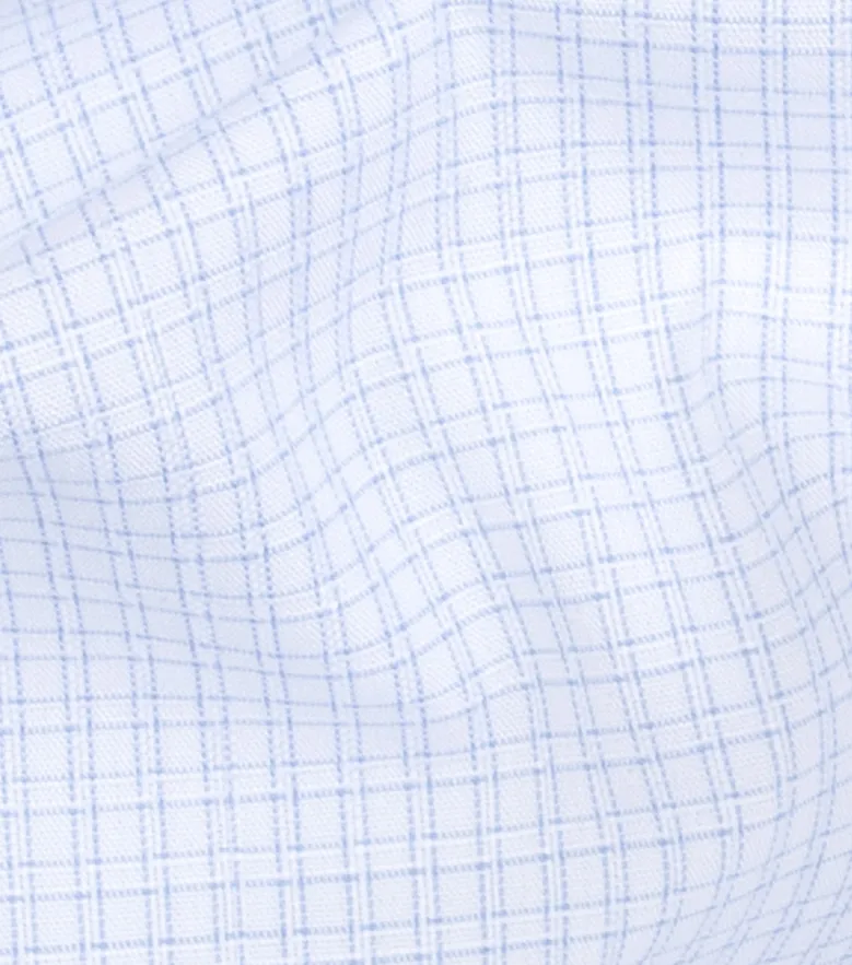 Chemise en popeline à petits carreaux bleu ciel