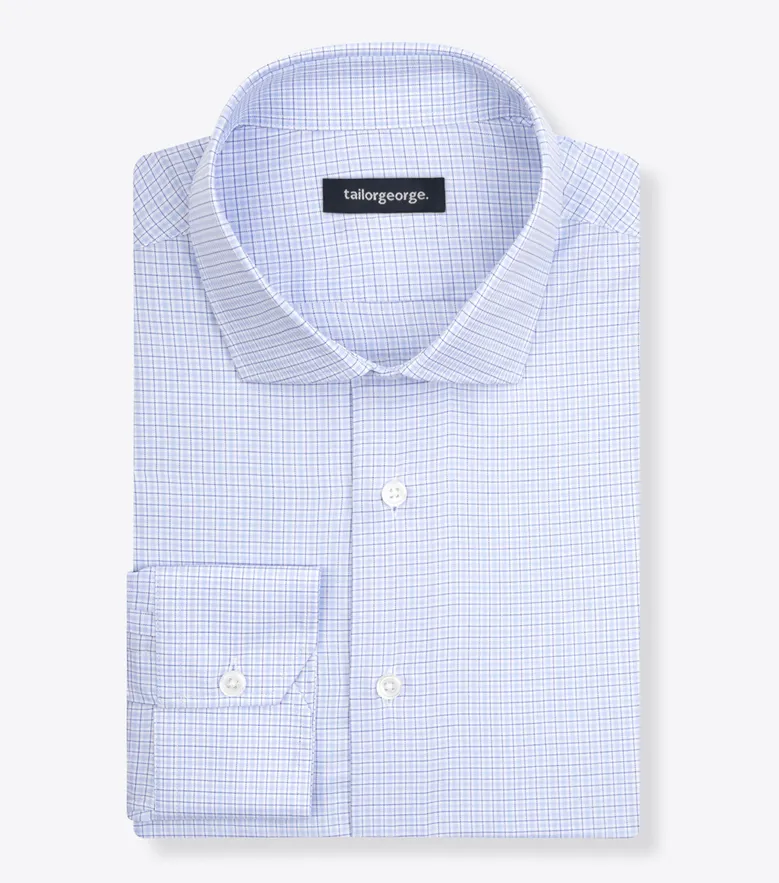 Chemise en twill à carreaux bleu ciel