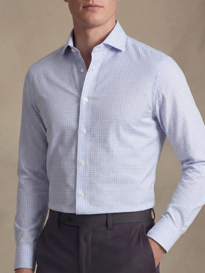 Chemise en twill à carreaux bleu ciel