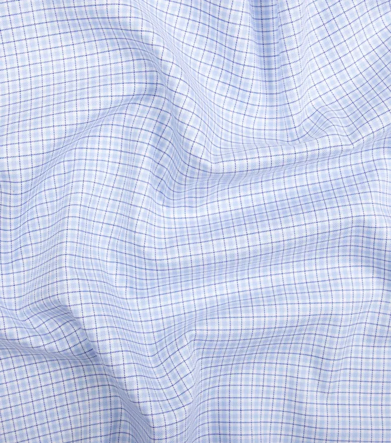 Chemise en twill à carreaux bleu ciel