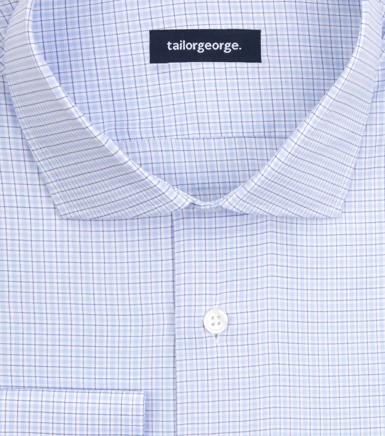 Chemise en twill à carreaux bleu ciel