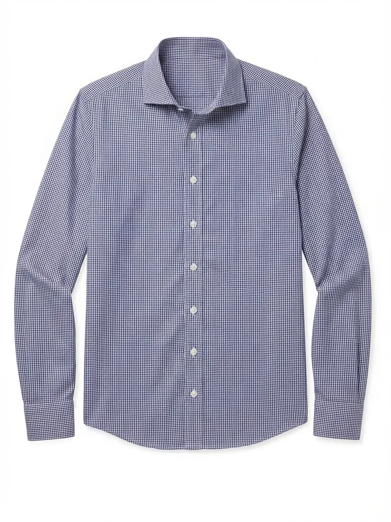 Chemise en twill à carreaux bleu marine