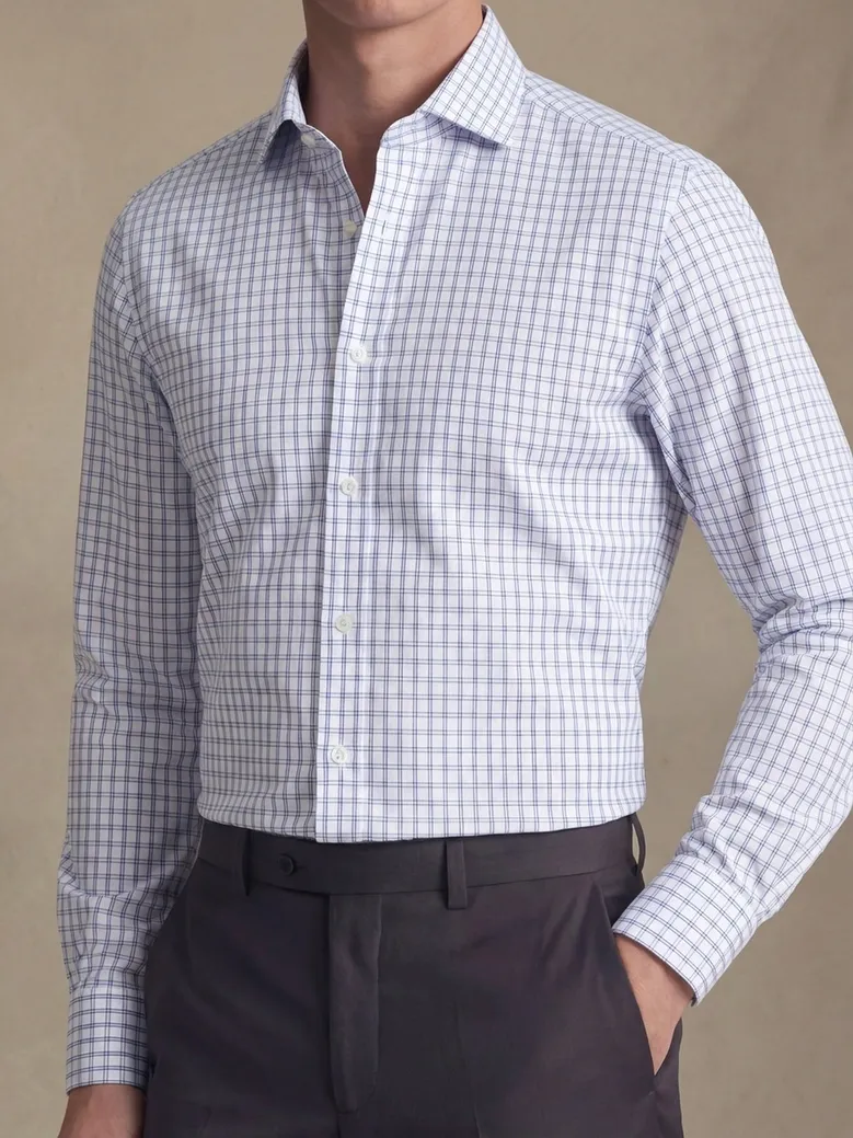 Chemise en popeline à carreaux bleu