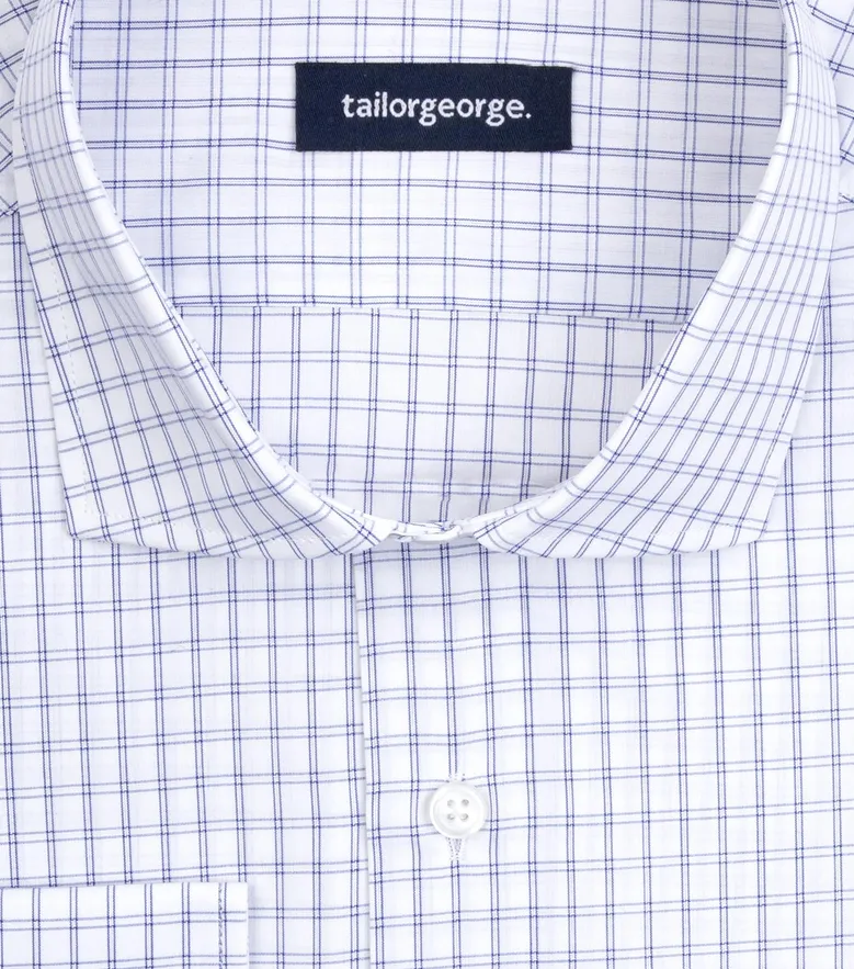 Chemise en popeline à carreaux bleu