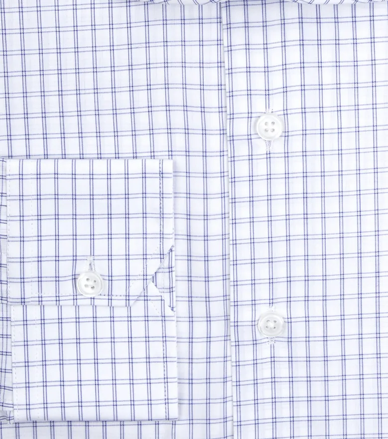 Chemise en popeline à carreaux bleu