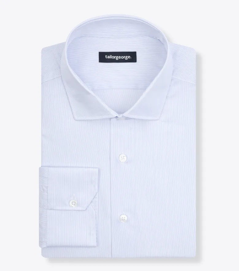 Chemise en twill à rayures bleu ciel