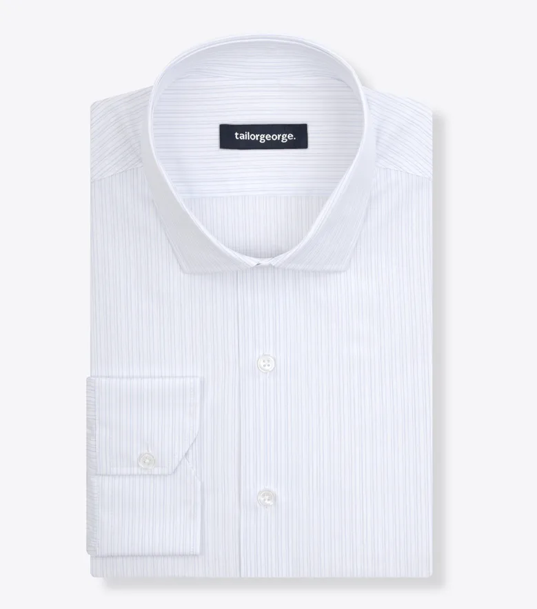 Chemise en popeline à fines rayures bleu ciel