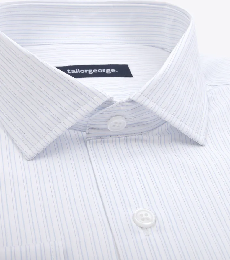 Chemise en popeline à fines rayures bleu ciel