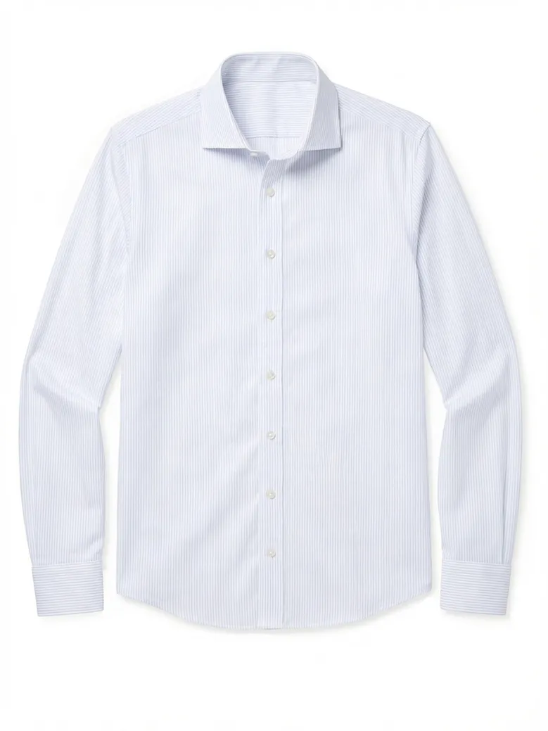 Chemise en popeline à fines rayures bleu ciel