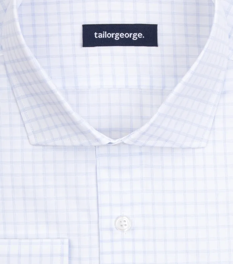 Chemise en popeline à carreaux fins bleu ciel