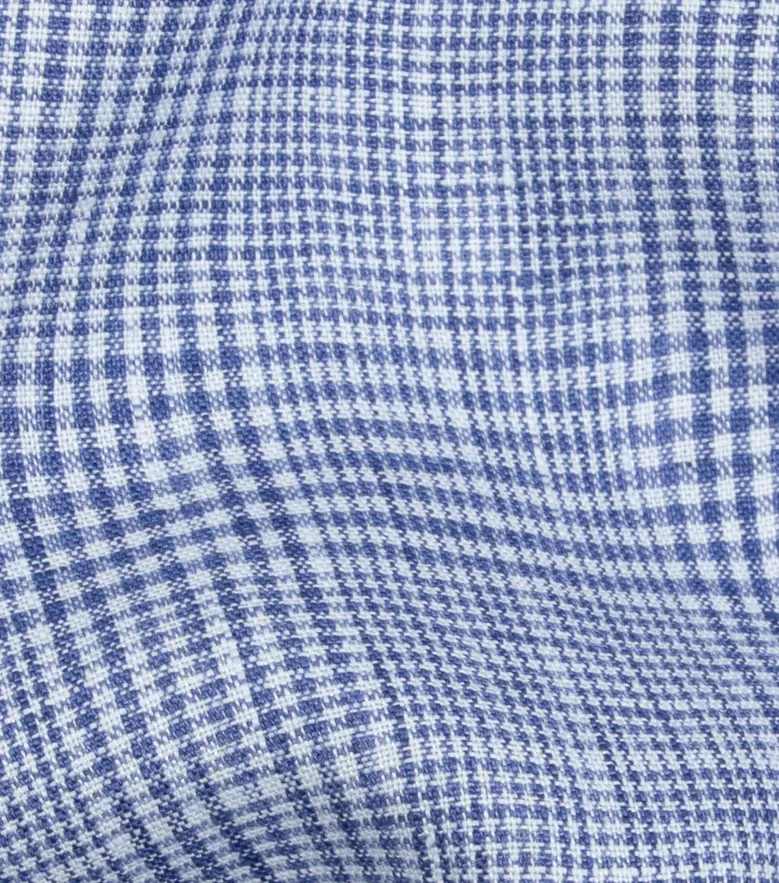 Chemise en lin à carreaux bleus