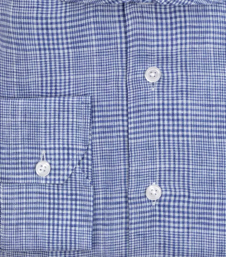 Chemise en lin à carreaux bleus