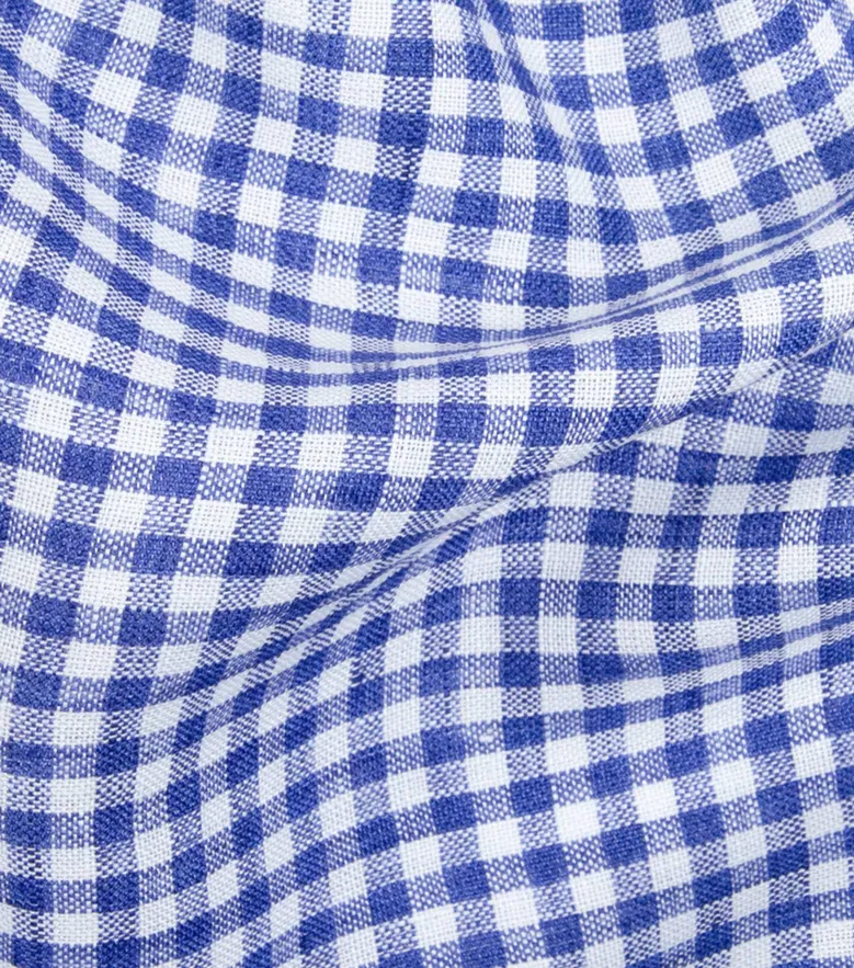 Chemise en lin à carreaux bleus