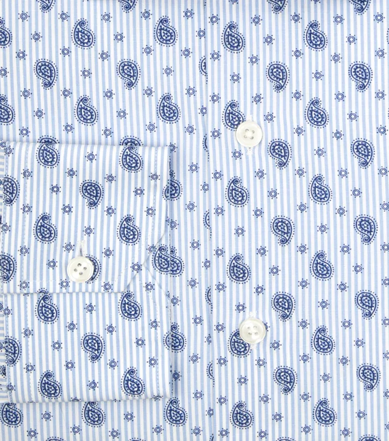 Chemise en popeline imprimée bleue