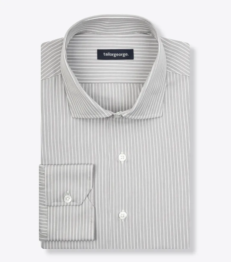 Chemise en popeline à rayures gris clair