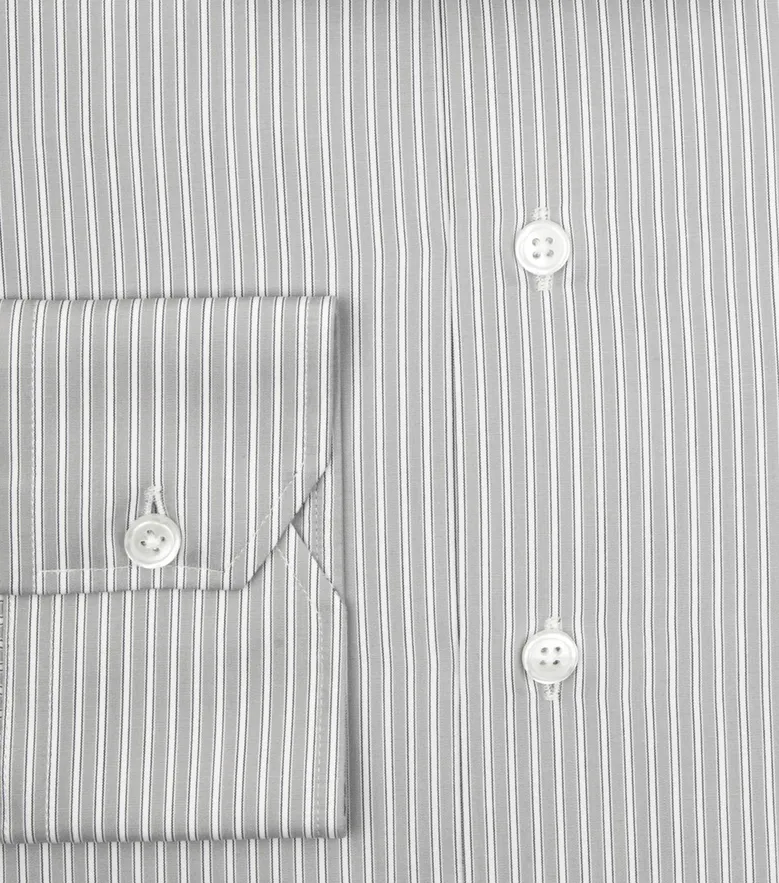 Chemise en popeline à rayures gris clair