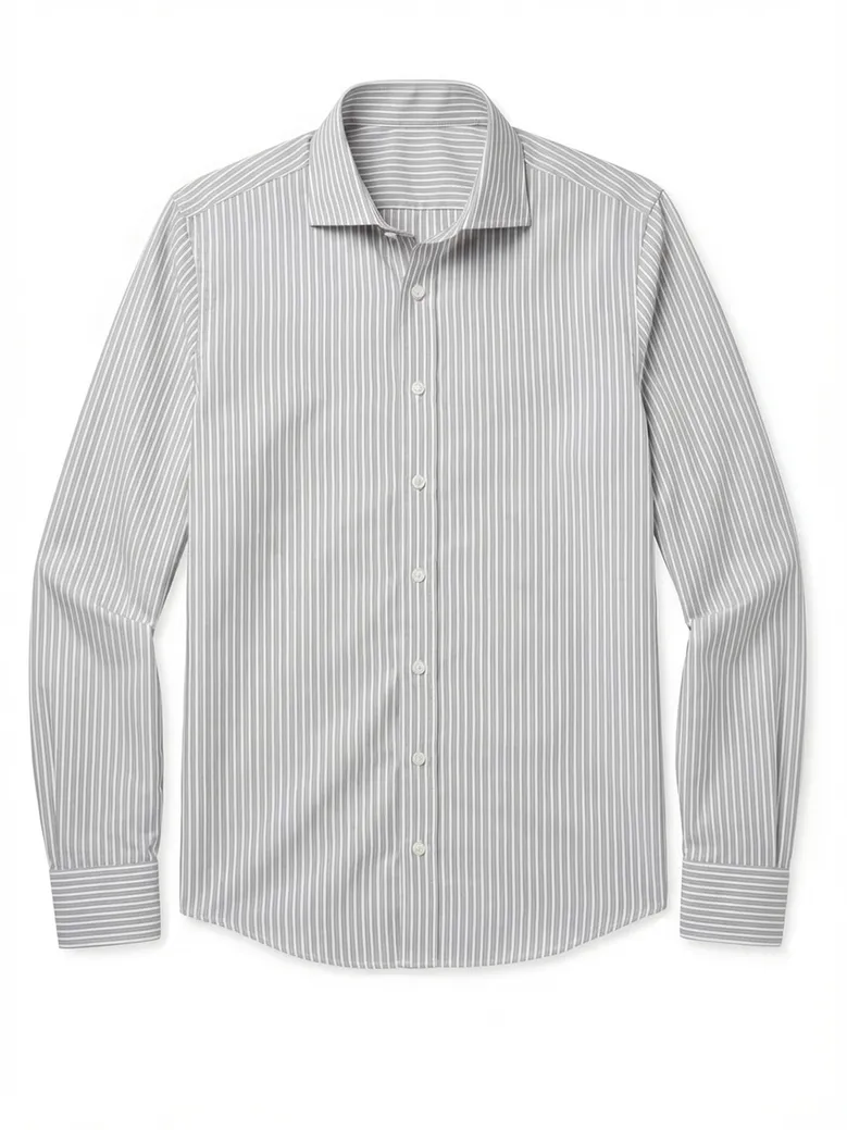 Chemise en popeline à rayures gris clair
