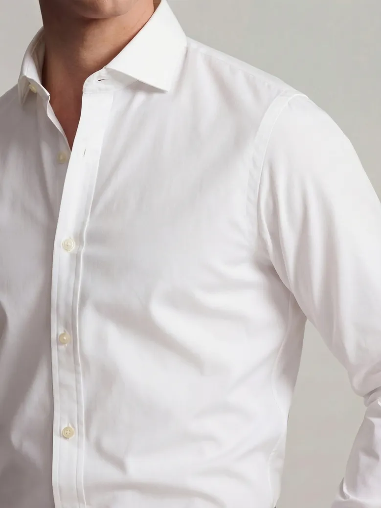 Chemise en popeline stretch uni blanc
