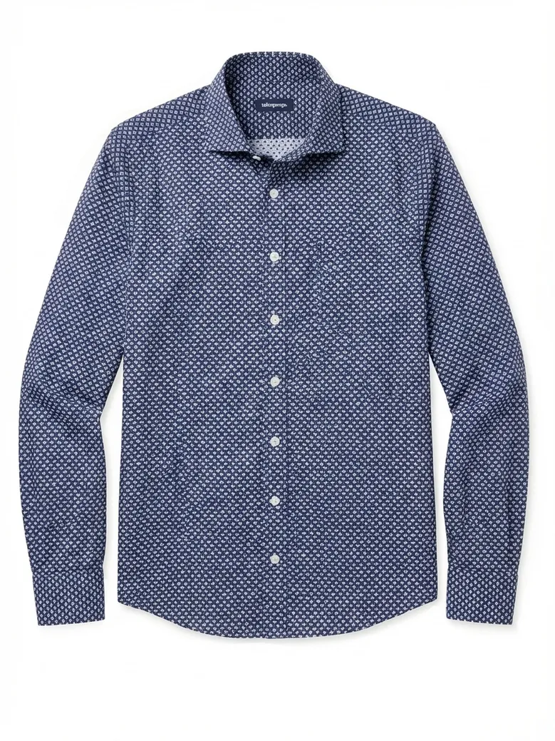 Chemise en fil-à-fil liberty bleu marine facile à repasser